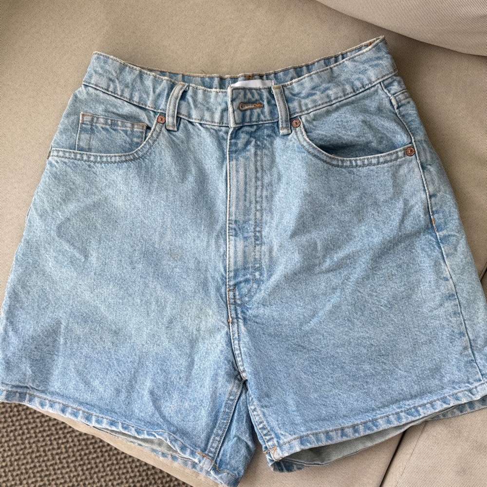 Zara Light Blue Denim Mom Shorts